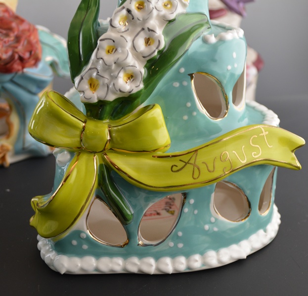 Six Heather Goldminc Ceramic Birthday Cake Votive Holders EBTH